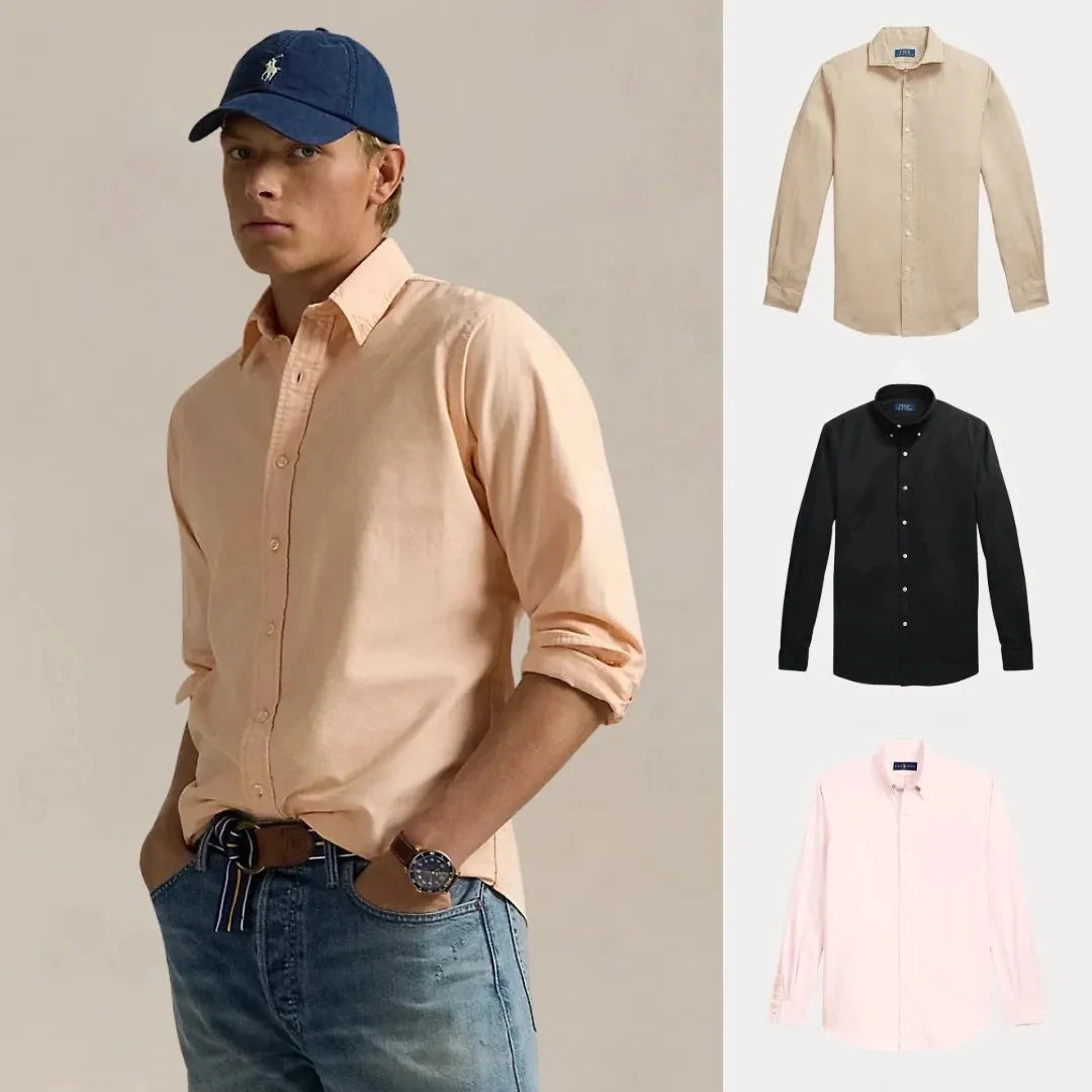 Kaufen Sie 1, erhalten Sie 3 – Oxford Classic Hemden-Trio-Set | SWT Vantineri BEIGE • SCHWARZ • WEISS S 