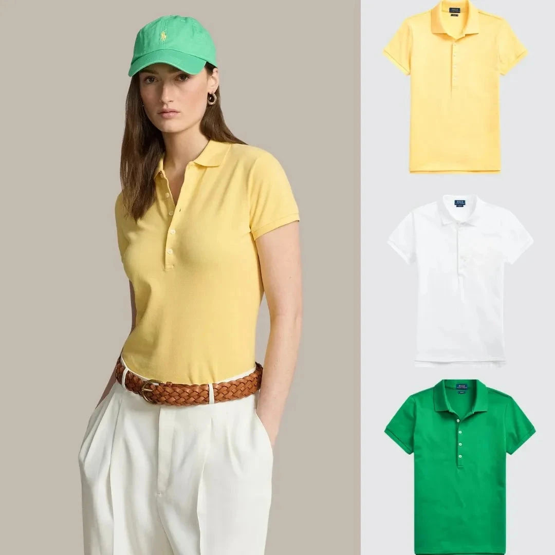 Kaufen Sie 1, erhalten Sie 3! Polo-Shirt-Set aus Piqué-Baumwolle Vantineri Gelb - Weiß - Dunkelgrün S 