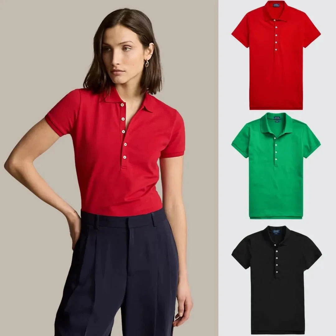 Kaufen Sie 1, erhalten Sie 3! Polo-Shirt-Set aus Piqué-Baumwolle Vantineri Rot – Dunkelgrün – Schwarz S 