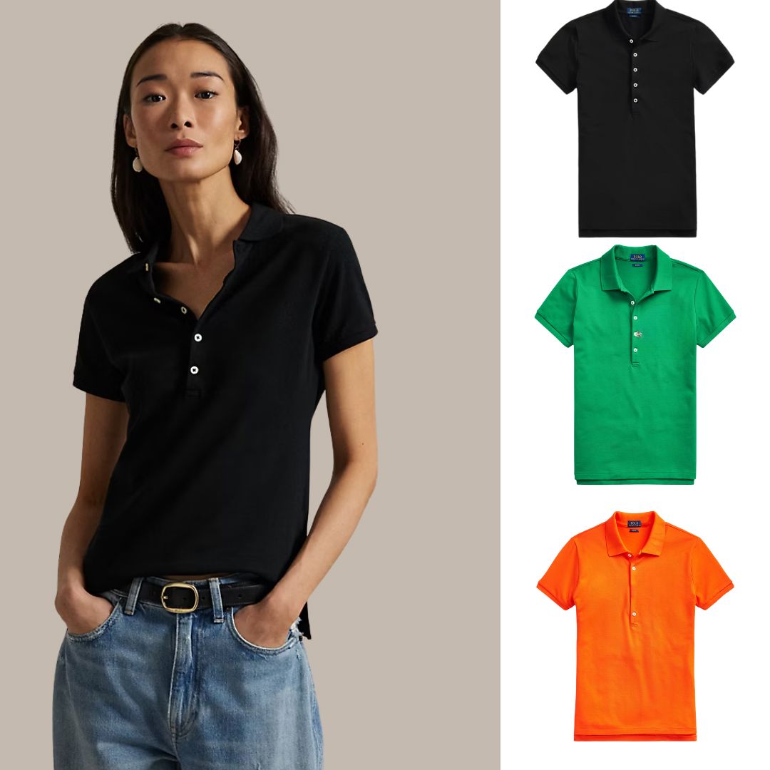 Kaufen Sie 1, erhalten Sie 3! Polo-Shirt-Set aus Piqué-Baumwolle Vantineri Schwarz – Dunkelgrün – Orange S 