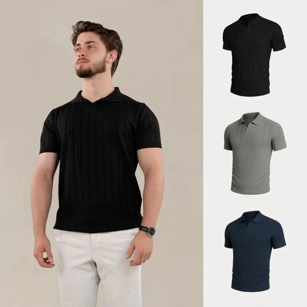 Kaufen Sie 1, erhalten Sie 3 – Premium Edition Strukturierte T-Shirts Set Vantineri SCHWARZ • GRAU • MARINEBLAU S 