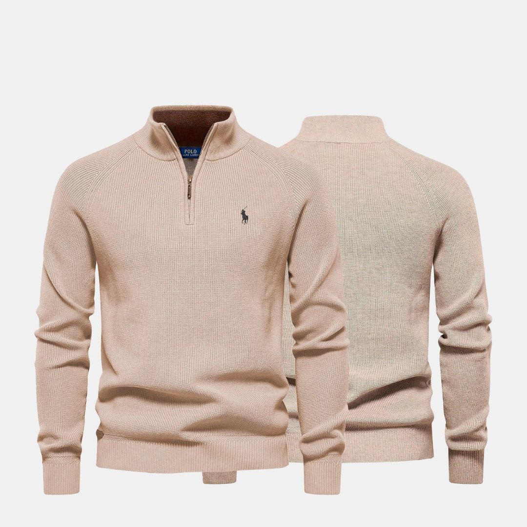 RL Men's Zip Neck Sweater (Clearance) Ralph Lauren Vantineri Beige S 