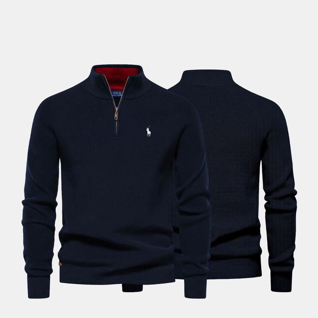 RL Men's Zip Neck Sweater (Clearance) Ralph Lauren Vantineri Blue S 