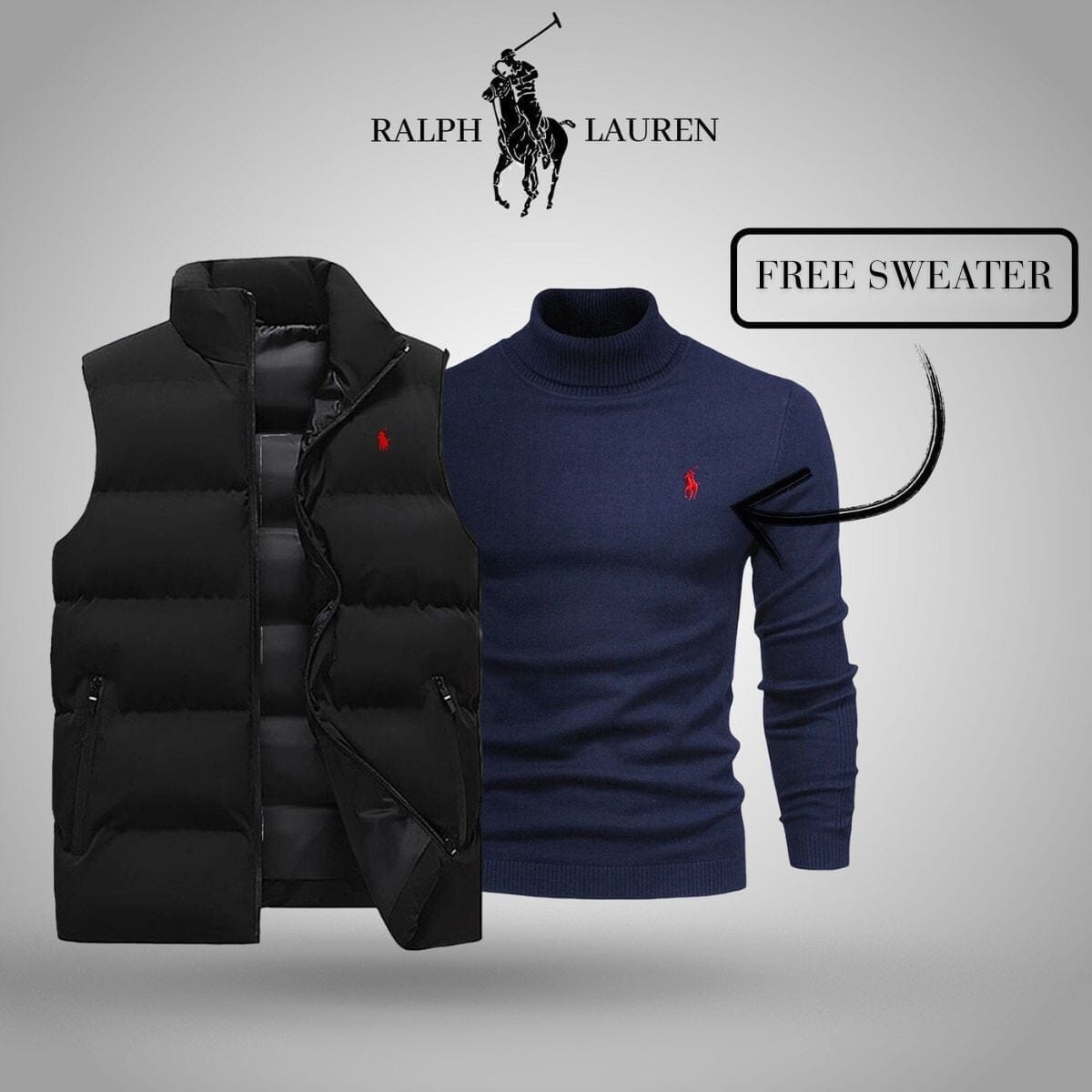 RL Vest + Exclusive Free Sweater (CLEARANCE) Ralph Lauren Vantineri Black Blue M