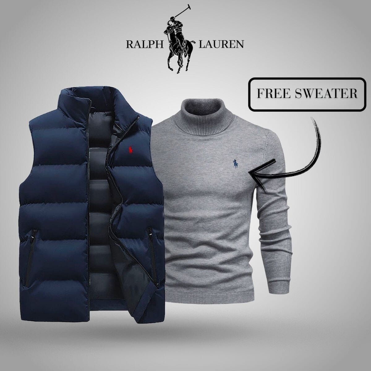 RL Vest + Exclusive Free Sweater (CLEARANCE) Ralph Lauren Vantineri Blue Gray M