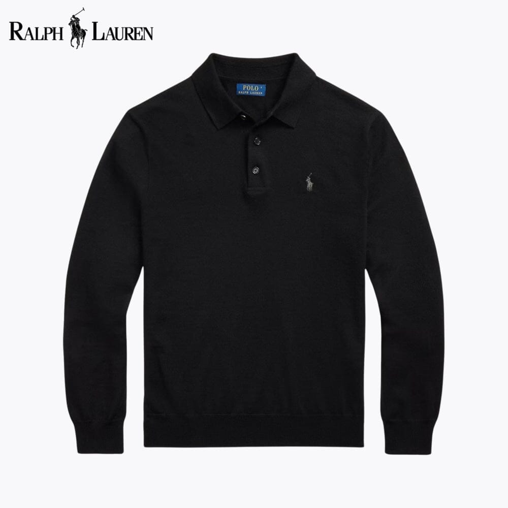 RL Wool Polo-Collar Jumper Ralph Lauren Vantineri Black S 