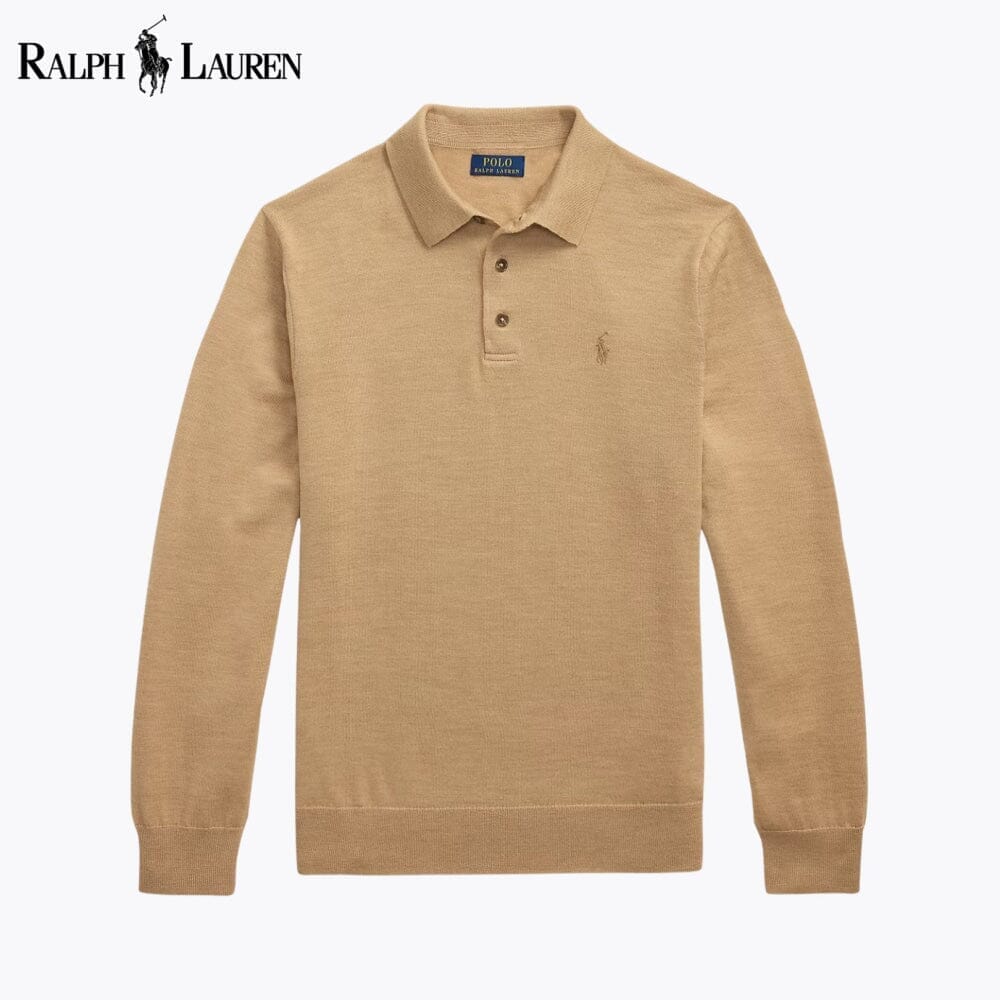 RL Wool Polo-Collar Jumper Ralph Lauren Vantineri Camel S 