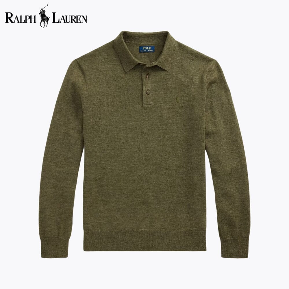 RL Wool Polo-Collar Jumper Ralph Lauren Vantineri Olive S 